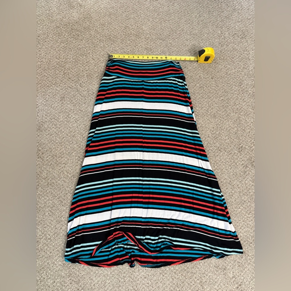 Merona Black and Blue Midi A-Line Skirt Casual